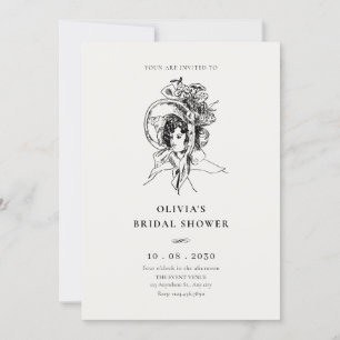 Lady Retro Vintage elegant bridal shower Invitation