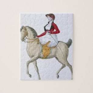 Lady riding sidesaddle, from 'Costumes Parisien', Jigsaw Puzzle