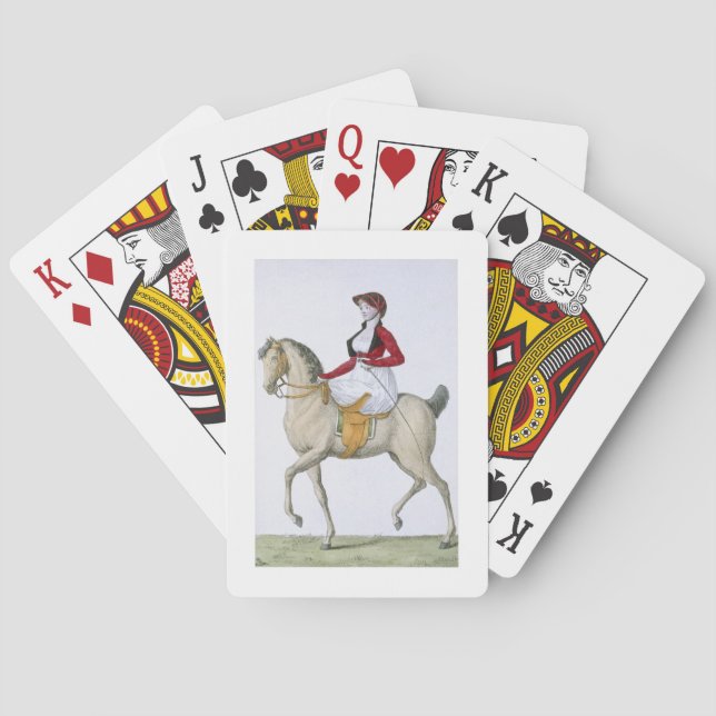 Lady riding sidesaddle, from 'Costumes Parisien', Playing Cards (Back)
