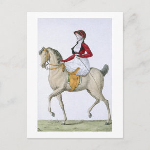 Lady riding sidesaddle, from 'Costumes Parisien', Postcard