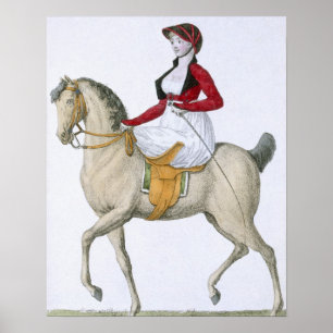 Lady riding sidesaddle, from 'Costumes Parisien', Poster