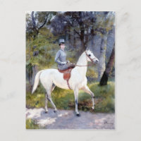 Lady Riding White Horse Painting