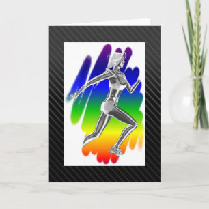 Lady Runner Rainbow Greetings Card