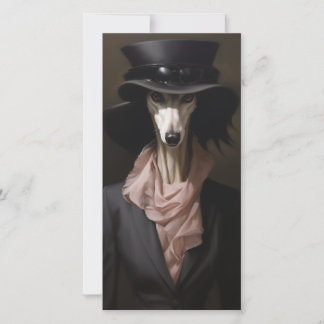 Lady Saluki Top Hat Holiday Card