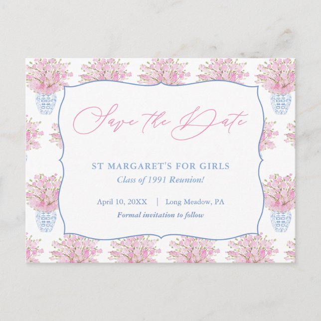 Lady Save The Date For Milestone Birthday Reunion Postcard (Front)