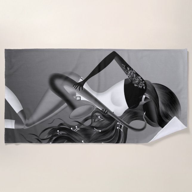 Lady Saxophone Musician  Beach Towel (Front)