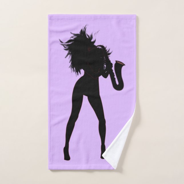 Lady Saxophonist Bath Towel Set (Hand Towel)