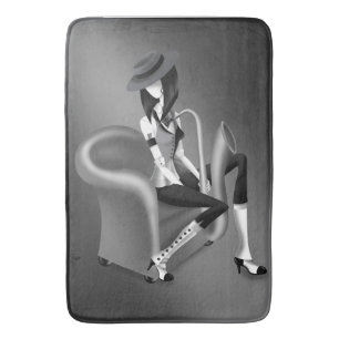 Lady Saxophonist - Jazz-Inspired Bath Mat