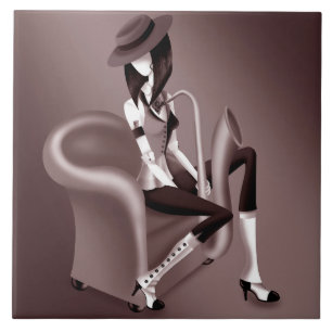 Lady Saxophonist - Jazz-Inspired Decorative Tile