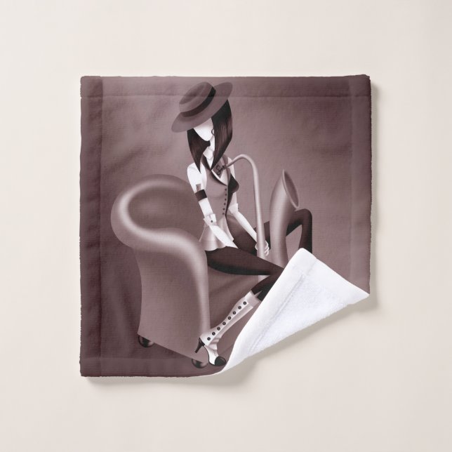 Lady Saxophonist - Jazz-Inspired Face Cloth (Wash Cloth)