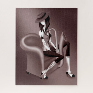 Lady Saxophonist - Jazz-Inspired Jigsaw Puzzle