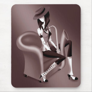 Lady Saxophonist - Jazz-Inspired Mousemat  Mouse Pad