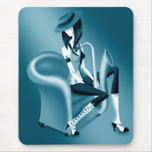 Lady Saxophonist - Jazz-Inspired Mousemat  Mouse Pad