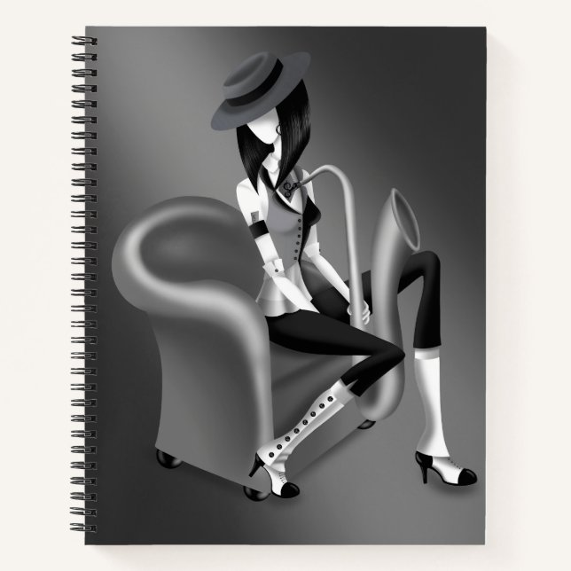 Lady Saxophonist - Jazz-Inspired Notebook  (Front)