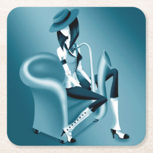 Lady Saxophonist - Jazz-Inspired Paper Coaster
