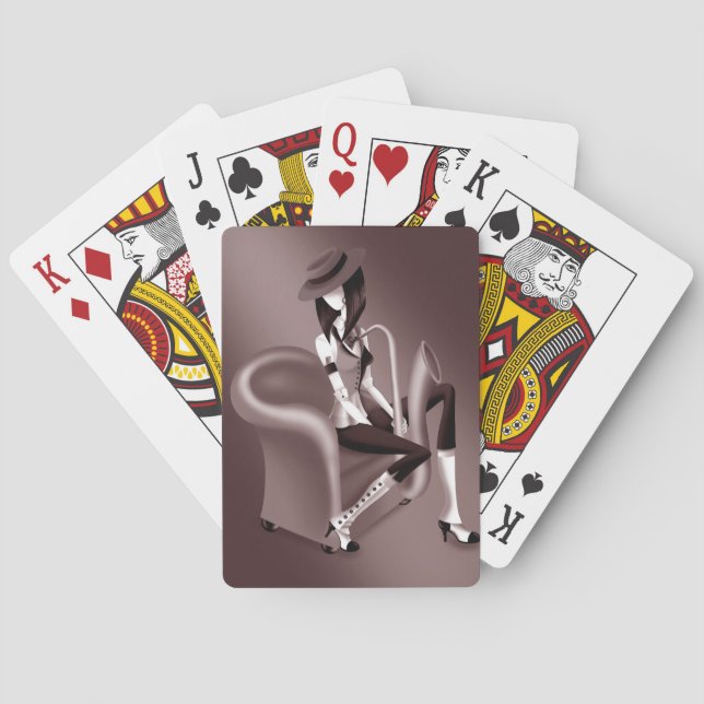 Lady Saxophonist - Jazz-Inspired Playing Card (Back)