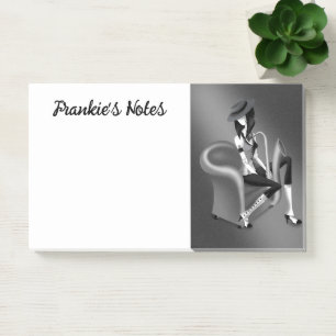 Lady Saxophonist - Jazz-Inspired Post-It Notes