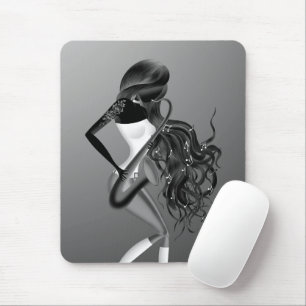 Lady Saxophonist Musician Luna Mouse Pad