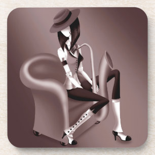 Lady Saxophoniste - Dessous de verre plastique ins
