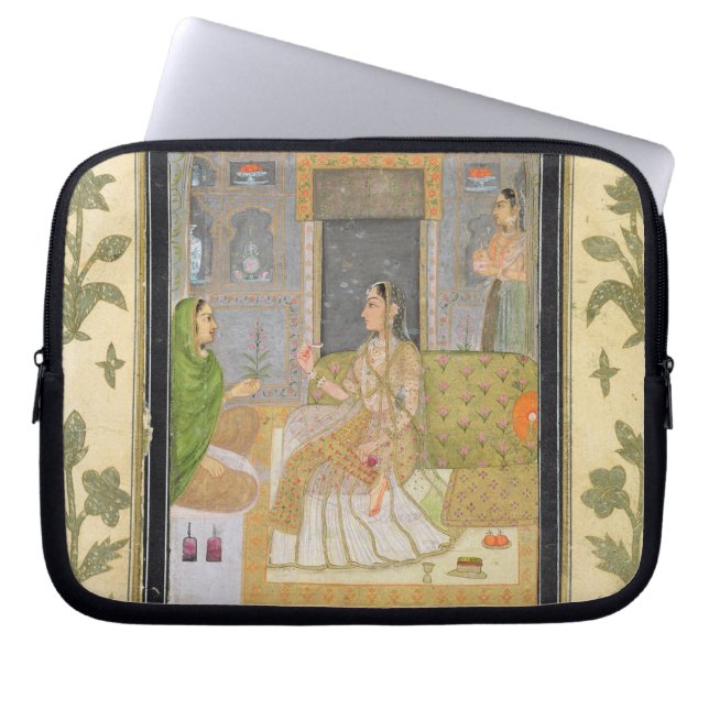 Lady seated in a Pavilion with attendants, from th Laptop Sleeve (Front)