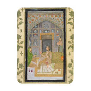Lady seated in a Pavilion with attendants, from th Magnet