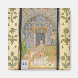 Lady seated in a Pavilion with attendants, from th Magnet