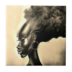 Lady Shy - Pretty African Woman - Painting Tile