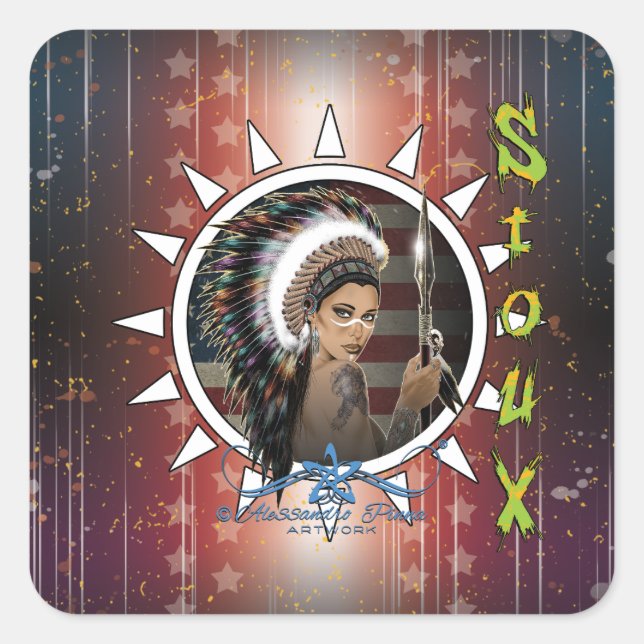 Lady Sioux Square Sticker (Front)