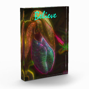 Lady Slipper Believe Inspirational Words Photo Block