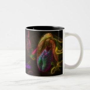 Lady Slipper Flower Art Personalized Two-Tone Coffee Mug