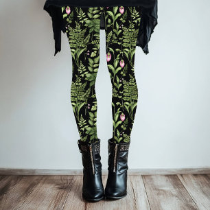 Lady Slipper Flowers Woodland Design Leggings