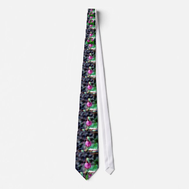 Lady Slipper I, Pink Green Garden Delight Tie (Front)