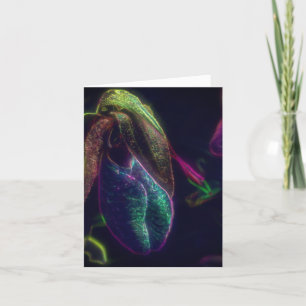 Lady Slipper Orchid Abstract Flower Art  Note Card