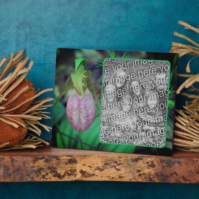 Lady Slipper Orchid Create Your Own Photo Plaque (Side)