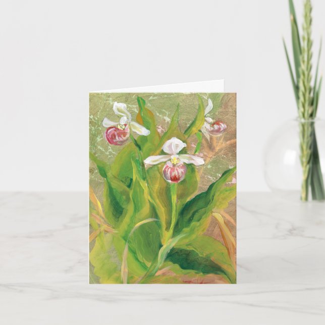 Lady Slipper Orchid Note Card (Front)