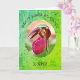 Lady Slipper Orchid Personalized Birthday  Card