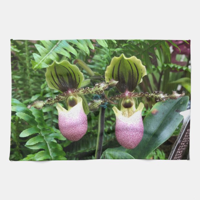 Lady Slipper Orchids Kitchen Towel (Horizontal)