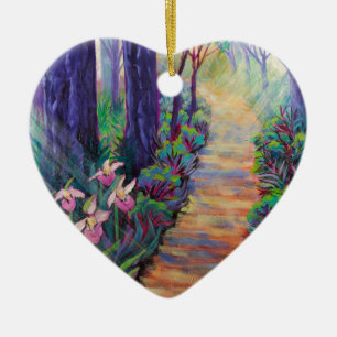Lady Slippers on the Path Ceramic Ornament