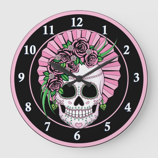 Lady Sugar Skull Large Clock (Front)