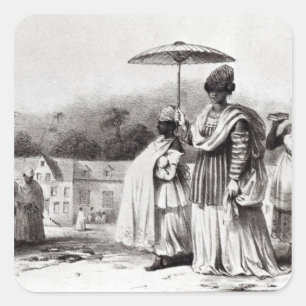 Lady taking child to Baptism Square Sticker