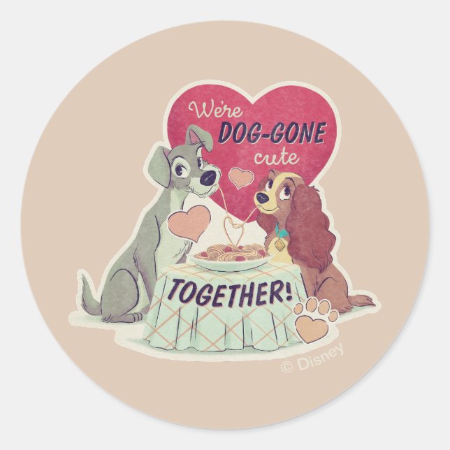 Lady & the Tramp Classic Round Sticker (Front)