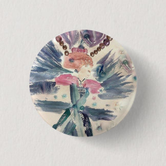 LADY TURQUOISE (WATERCOLOR) BROOCH 1 INCH ROUND BUTTON