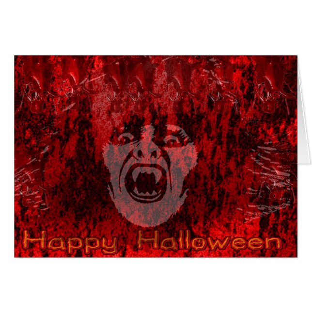Lady Vampire effrayante dans la carte sanguine (Devant horizontal)