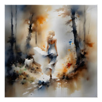 Lady Walking Through A Forest