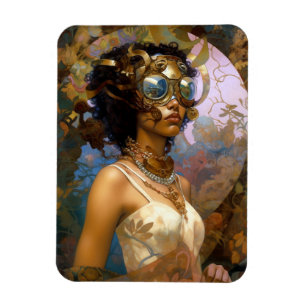 Lady Wearing Goggles Black Fantasy Sci-Fi Magnet