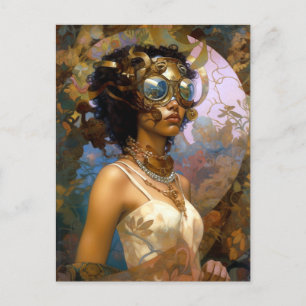 Lady Wearing Goggles Black Fantasy Sci-Fi Postcard