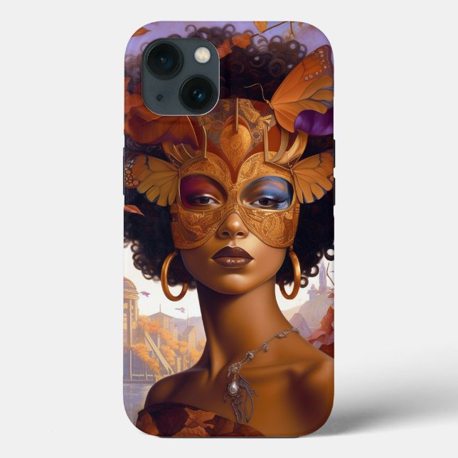 Lady Wearing Mask Black Fantasy Art Case-Mate iPhone Case (Back)