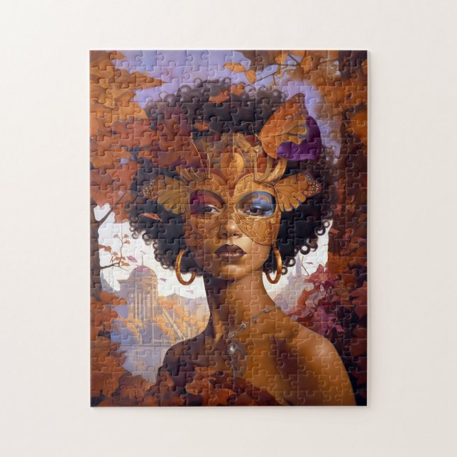 Lady Wearing Mask Black Fantasy Art Jigsaw Puzzle (Vertical)