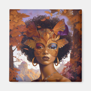 Lady Wearing Mask Black Fantasy Art Magnet