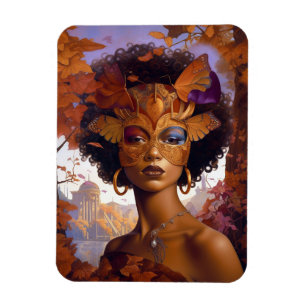 Lady Wearing Mask Black Fantasy Art Magnet